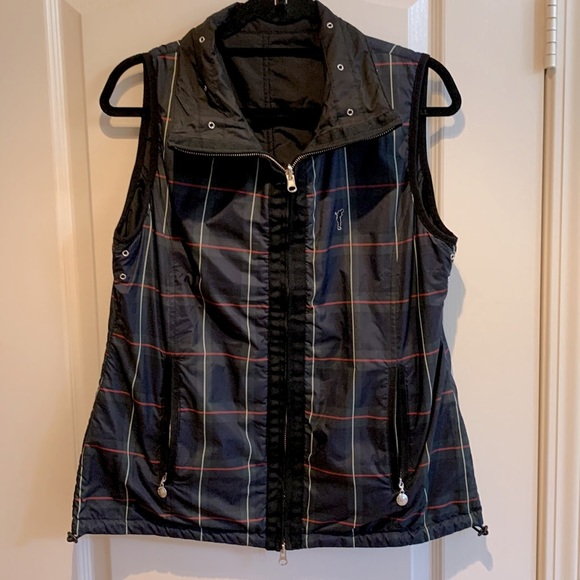Golfino Reversible Vest--Green/Navy Tartan Plaid/Black Size 12 Never Worn - Picture 5 of 14